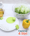 Centrifuga per Insalata con Manovella, Ciotola Trasparente e Cestello da 4 Litri