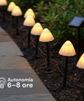 Luci Solari a Fungo da Esterno – Set 12 Segnapasso con Pannello Solare e LED Caldi