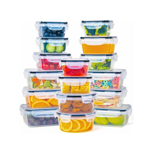 Kit 16 Contenitori Alimentari per Frigo e Dispensa– Chiusura a Scatto Sicura