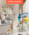 Set 2 Organizer Rotanti 360° Impermeabili 2 Livelli per Cosmetici e Bagno