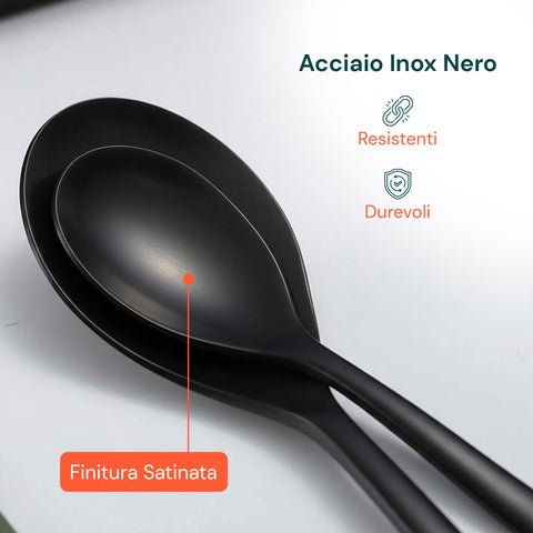 Posate Sibilla – Set da 24 in Acciaio Inox Satinato Nero Elegante
