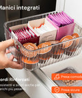 Set 4 Contenitori Trasparenti con Manici – Impilabili e Resistenti