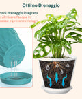 Confezione da 5 Vasi Multicolore in Plastica Ecologica con Drenaggio – Ø 15cm