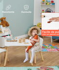 Set Scandi per Cameretta – Tavolo e 2 Sedie in Legno Bianco per Bambini