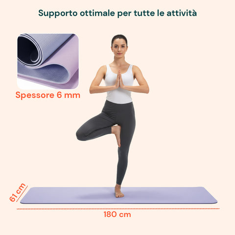 Tappetino Yoga e Pilates Antiscivolo – TPE con Tracolla