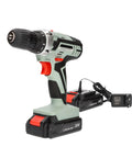 Trapano avvitatore 20V con batteria al litio 1300mAh e caricabatterie incluso, design verde e nero ergonomico