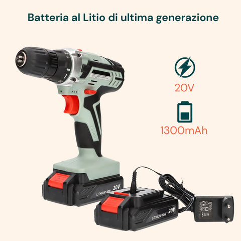 Batteria al litio di ultima generazione 20V 1300mAh con lunga autonomia e ricarica rapida per uso prolungato