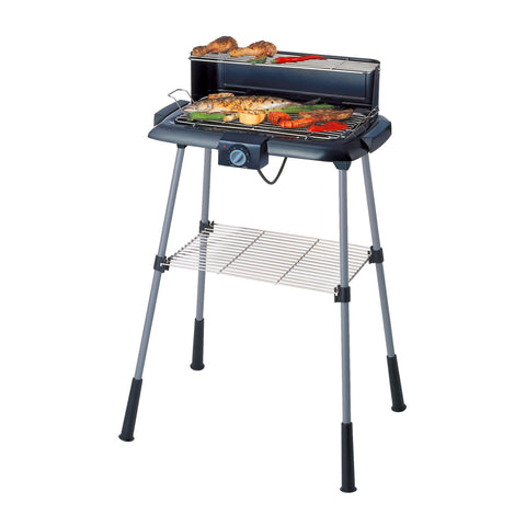 Elektryczny grill ogrodowy 88x54 cm z rusztem i podgrzewaczem