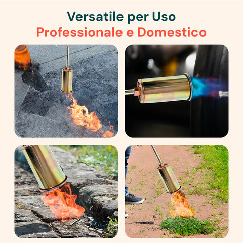 Cannello a Gas 60cm con Bruciatore ø45mm e Leva Rapida per Uso Professionale
