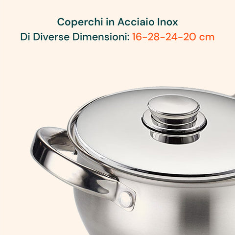 Avilia Batteria Pentole Completa Diana 12 Pezzi in Acciaio Inox Design Moderno Compatibile Induzione e Gas Elettrico Ean-8056897151778