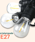 Catena Portalampade 5 Attachi E27 5mt Nera