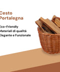 Cestino Portalegna o Picnic 35x50 cm in Vimini con Manici e Grande Capacità Ean-8023755045432