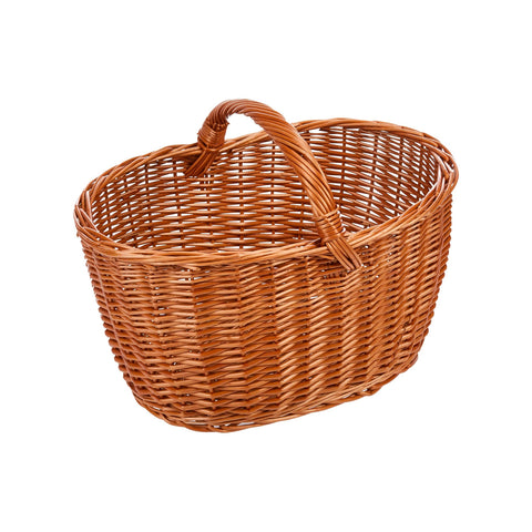 Kosz na drewno lub piknikowy 35 x 50 cm z wikliny, z uchwytami i dużą pojemnością