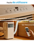 Condizionatore portatile Chigo facile da utilizzare con comandi multifunzione display LED e telecomando, pannello controlli intuitivo
