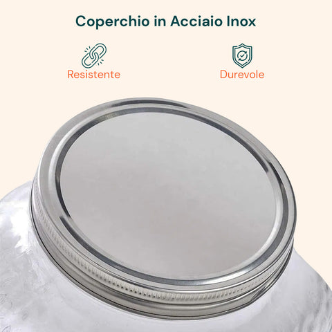 Dispenser Bevande in Vetro 8L con Rubinetto in Alluminio