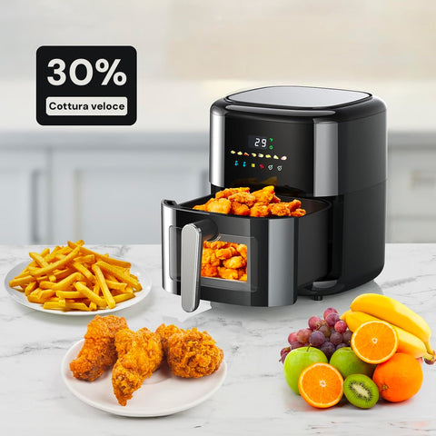 Avilia Friggitrice ad Aria 6L Digitale Compatta 1350W Senza Olio con 8  Programmi Cestello Lavabile e Timer Ean-8056897155509