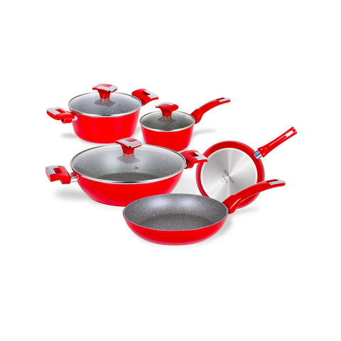 Batteria 8 Pezzi Antiaderente ad Induzione Sparkling Red