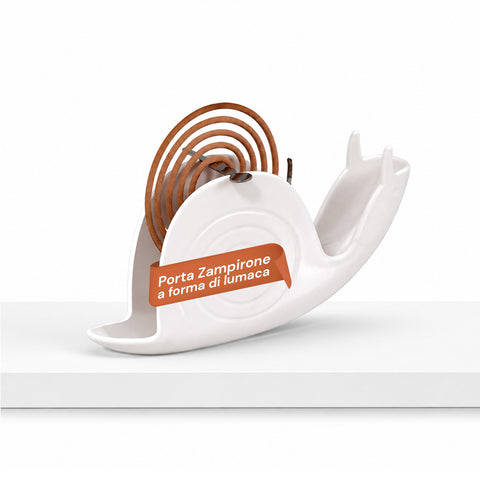 Porta Zampirone a forma di Lumaca – Supporto per Spirali Antizanzare in ABS Ignifugo – Con Base Raccogli Cenere – Design Universale Riutilizzabile – Dimensioni 18x3,2x7,5cm