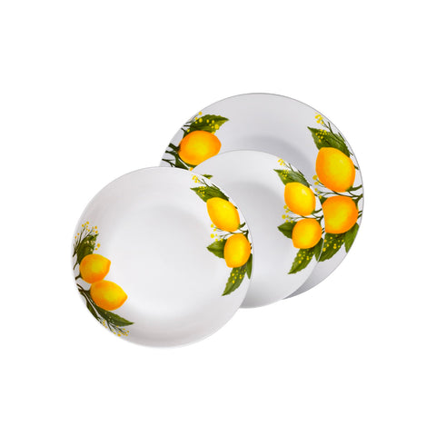 Serwis obiadowy 18-elementowy z porcelany w cytryny