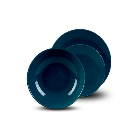 Serwis obiadowy 18-elementowy z porcelany w kolorze petrol