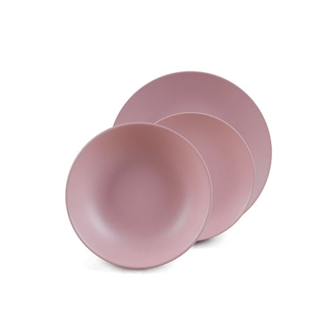 Servizio Piatti 18 Pezzi In Porcellana Rosa Opaco