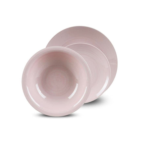 Servizio Piatti 18 Pezzi In Porcellana Twist Rosa