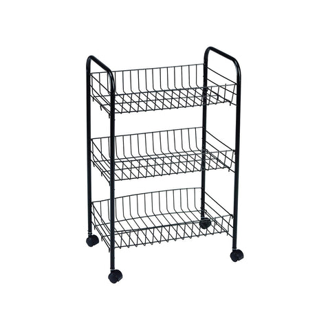 Carrello Da Cucina A 3 Ripiani Nero 40x26x62cm