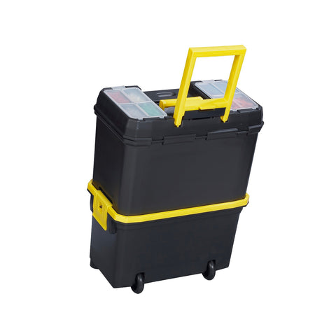 Trolley Porta Attrezzi A 2 Vani Con 4 Vassoi Portaminutiera In Plastica 45x58,5x27cm