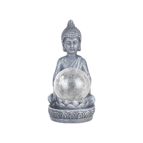 Wielokolorowy Buddha z kulistą lampką LED z poliresiny 20x8cm