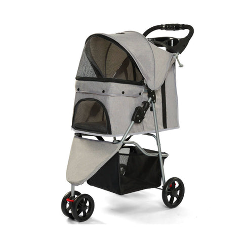 Passeggino per Cani e Gatti Pieghevole Portata 15kg con Cabina Trasparente - in Acciaio e Tessuto Oxford con Portabicchieri e Cestello