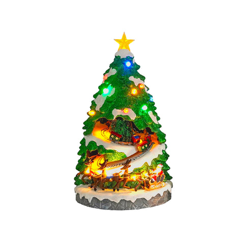 Villaggio Albero Di Natale In Miniatura Animato con Luci Led e Musica Natalizia