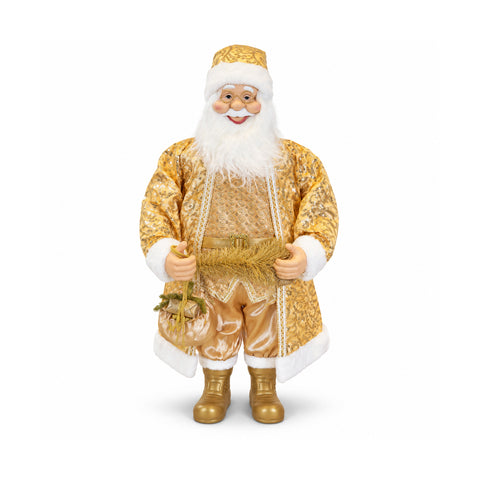 Tańczący Święty Mikołaj 130 cm z muzyką, złota bożonarodzeniowa figura tańcząca, śmiejąca się i śpiewająca, wiele trybów i utworów, podstawa do wypełnienia, zasilacz w zestawie