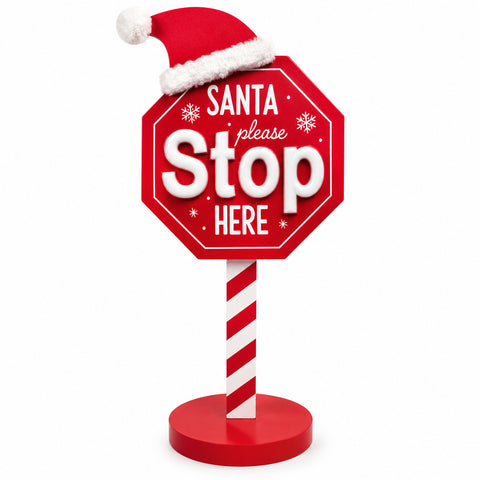Podświetlany znak „Santa Stop Here” 51 cm, świąteczna dekoracja LED
