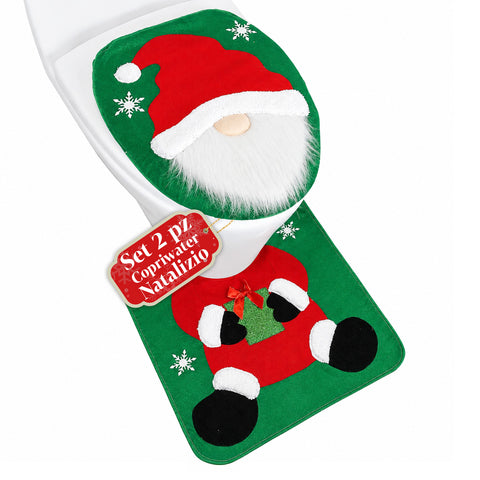 saint joy copriwater natalizio set 2 pezzi babbo natale con tappeto verde ean 8050043128034