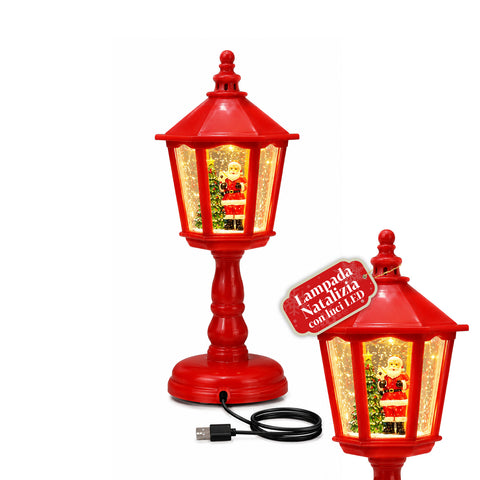 saint joy lampada natalizia con neve luci led e musica usb 2 colori ean 8050043128195