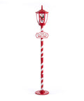 Lampione Natalizio Rosso 180 cm con Neve, Luce LED e Musica