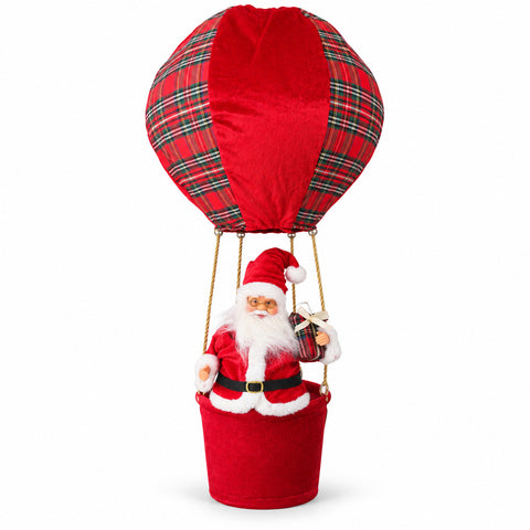 Świąteczny balon na ogrzane powietrze ze Świętym Mikołajem lub skrzatem, LED 92 cm