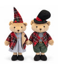 saint joy orso natalizio decorativo 85 cm peluche da arredo con cappello e abito scozzese base stabile rosso o marrone tartan ean 8056819080360