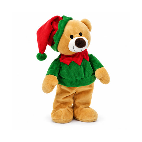 Świąteczny pluszowy miś tańczący przy muzyce, wys. 33 cm