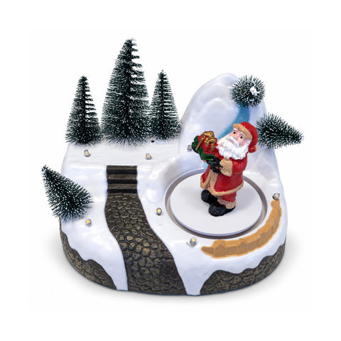saint joy villaggio di natale luminoso con elemento rotante luci led e musica 3 varianti albero babbo natale bambini 17x14x15 cm ean 8056819080339