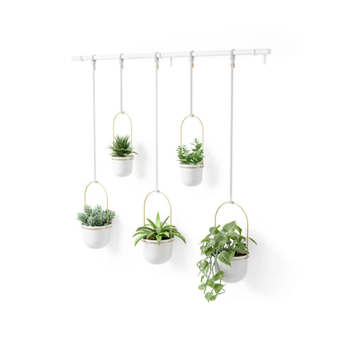 Set 5 Fioriere A Sospensione Con Asta Bianco