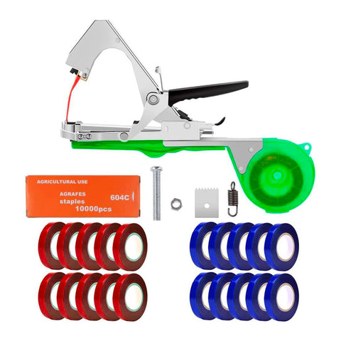 Macchina Legatrice per Piante Professionale in Acciaio con Kit 40 Nastri Bicolore e 10.000 Graffette – 31 cm