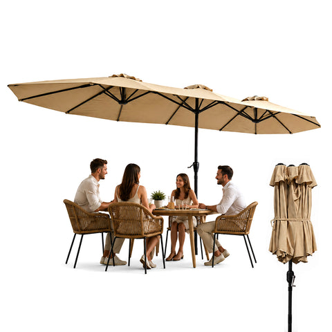 Ombrellone da Giardino Ovale XXL 460x270 in Acciaio al Carbonio e Telone in Poliestere -  Altezza 2,45m (Base NON Inclusa)