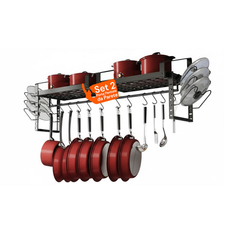 avilia home organizer da parete con 12 ganci per pentole coperchi e utensili set 2 ean 8052879011047