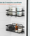 avilia home set 2 mensole adesive da parete in acciaio nero per bagno e cucina ean 8052879010668