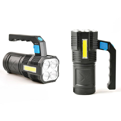 Latarka kempingowa, 4 LED, 180lm, z bocznym światłem 150lm, ładowana przez USB