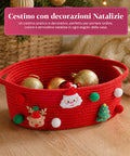 saint joy cestino natalizio in corda di cotone rosso 30x20x12 cm con manici ean 8050043128102