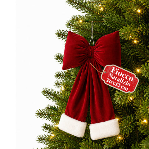 saint joy fiocco albero di natale in velluto rosso con doppia coda 2 misure ean 8050043128515