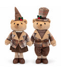 saint joy orso natalizio decorativo 85 cm peluche da arredo con cappello e abito scozzese base stabile rosso o marrone tartan ean 8056819080360