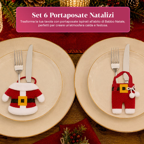 saint joy portaposate natalizi babbo natale set 6 pezzi in tnt e poliestere ean 8050043128065